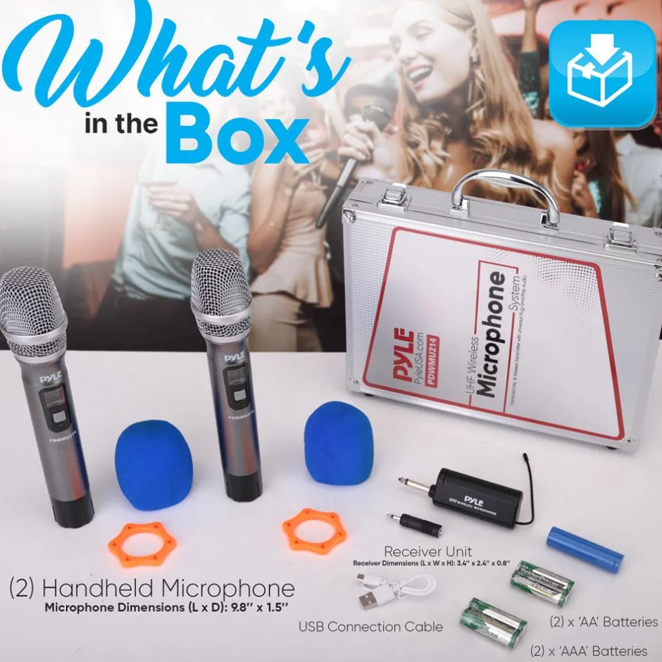 Wireless Microphone System - Reliable UHF Design, Battery Operated<Pyle Clearance