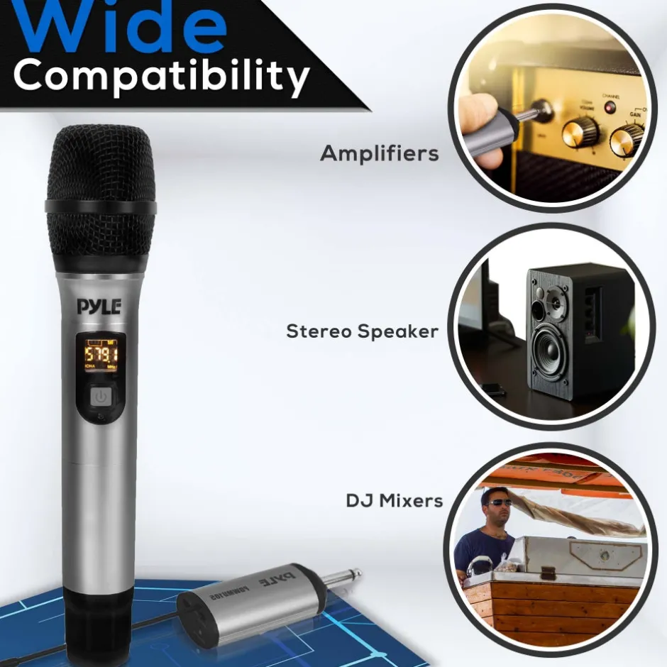 Wireless Microphone System - Crisp Audio - UHF Band - Battery Operated<Pyle Outlet