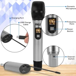 Wireless Microphone System - Crisp Audio - UHF Band - Battery Operated<Pyle Outlet