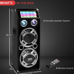 Wireless PA Speaker System 1000W Bluetooth Dual Woofers DJ Lights<Pyle Sale