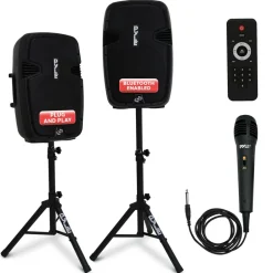 Wireless PA System Kit 1800W - Bluetooth, Dual 12" Speakers, Stands, Mic<Pyle Hot