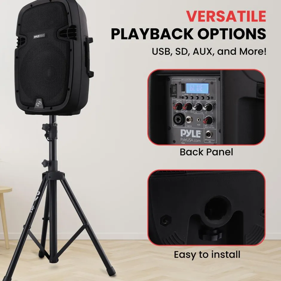 Wireless PA System 1000W Bluetooth Dual 10" Speakers w/ Stands & Mic<Pyle Outlet