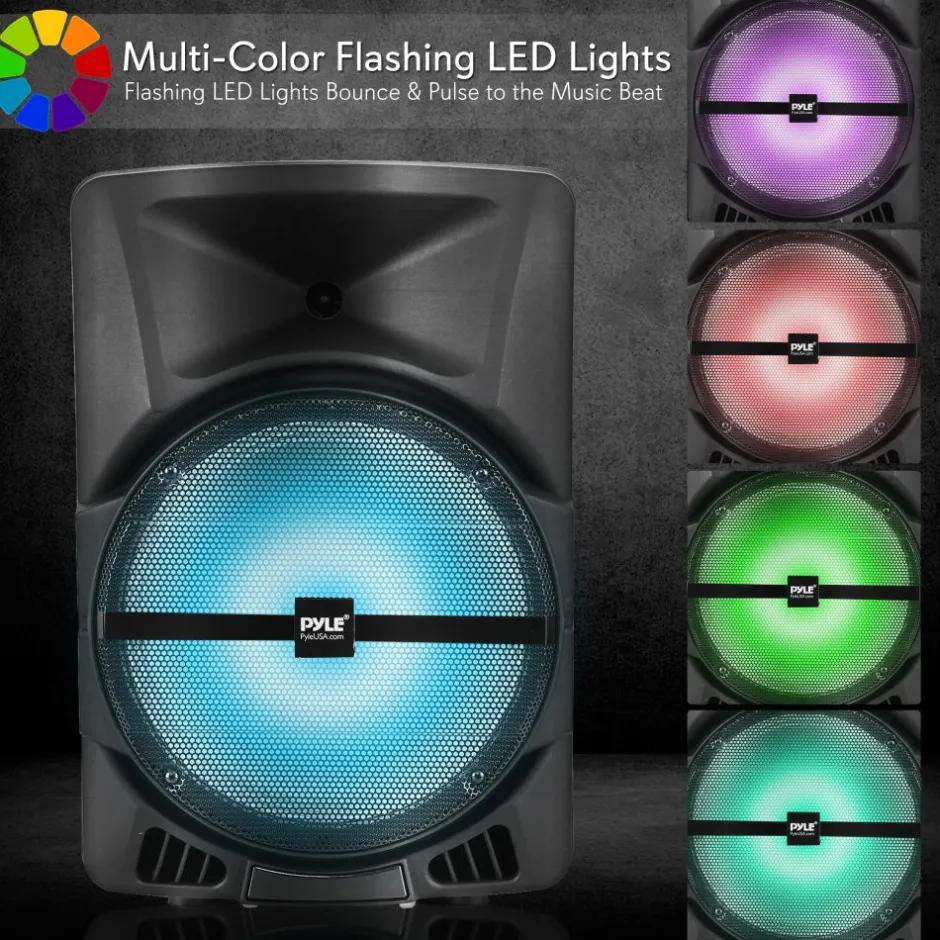 Wireless Portable PA Speaker 1200W Bluetooth LED Lights Rechargeable Battery<Pyle Hot