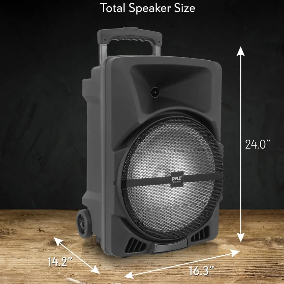 Wireless Portable PA Speaker 1200W Bluetooth LED Lights Rechargeable Battery<Pyle Hot