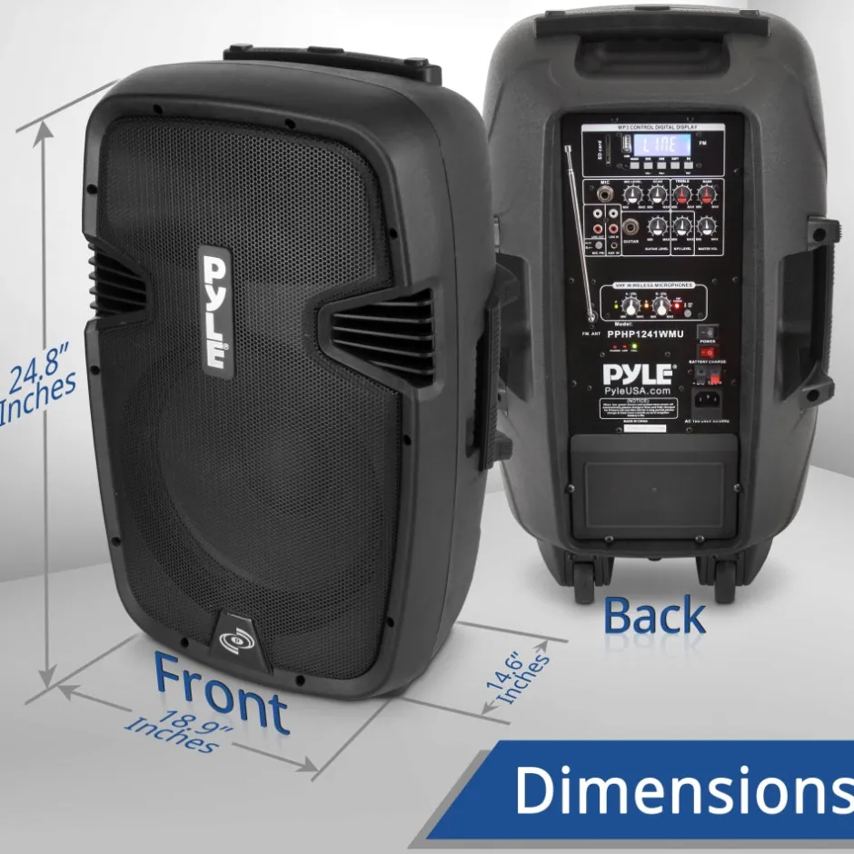 Wireless Portable PA Speaker 1000W Bluetooth 12" Subwoofer Waterproof<Pyle Best