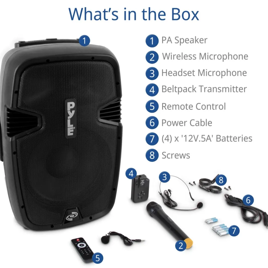 Wireless Portable PA Speaker 1000W Bluetooth 12" Subwoofer Waterproof<Pyle Best