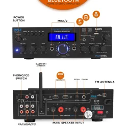 Wireless Stereo Amplifier 200W Bluetooth HDMI/FM Radio LCD Display<Pyle Online