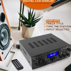 Wireless Stereo Amplifier 200W Bluetooth HDMI/FM Radio LCD Display<Pyle Online