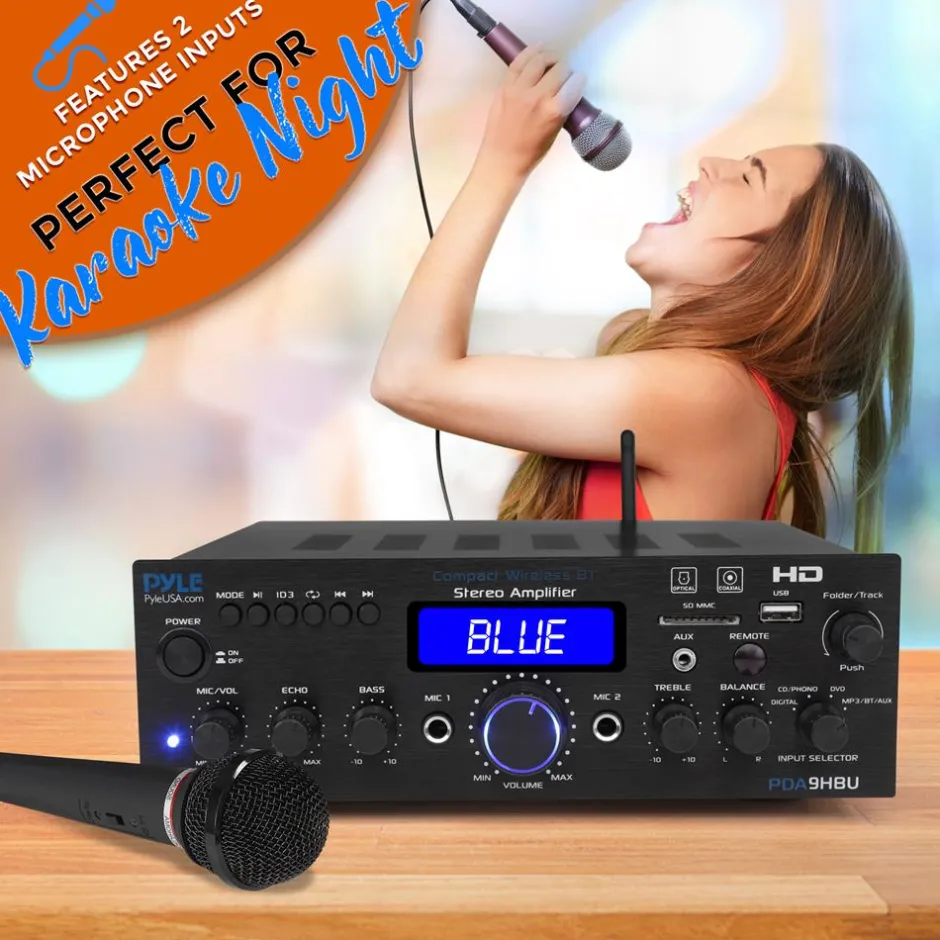 Wireless Stereo Amplifier 200W Bluetooth HDMI/FM Radio LCD Display<Pyle Online