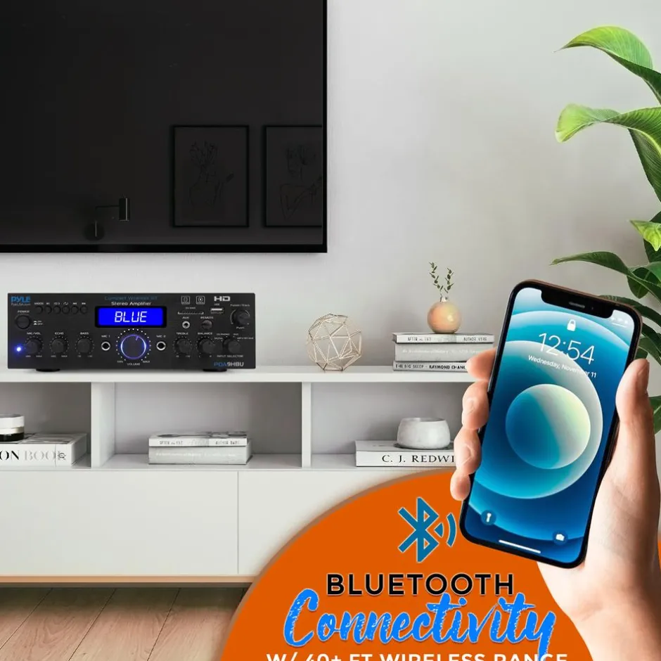 Wireless Stereo Amplifier 200W Bluetooth HDMI/FM Radio LCD Display<Pyle Online