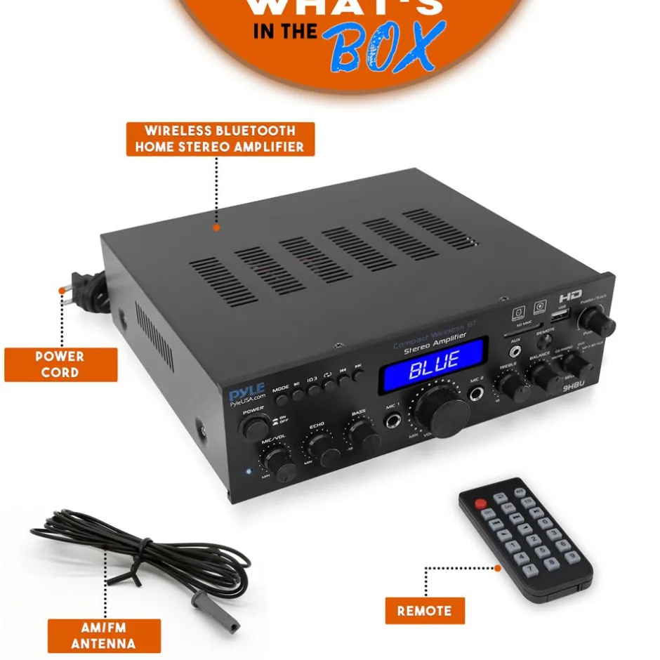 Wireless Stereo Amplifier 200W Bluetooth HDMI/FM Radio LCD Display<Pyle Online