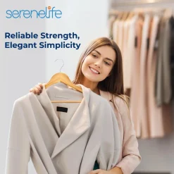 Wooden Hangers 50-Pack, Heavy Duty, 360° Swivel Hook, Natural Wood<SereneLife Hot