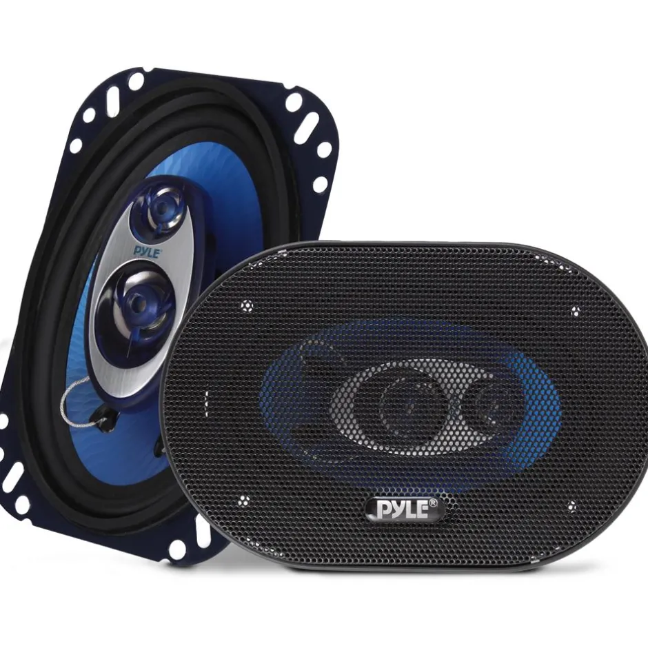 4"x6" 240W Car Speakers, Triaxial, Butyl Rubber, Blue Cone<Pyle Online