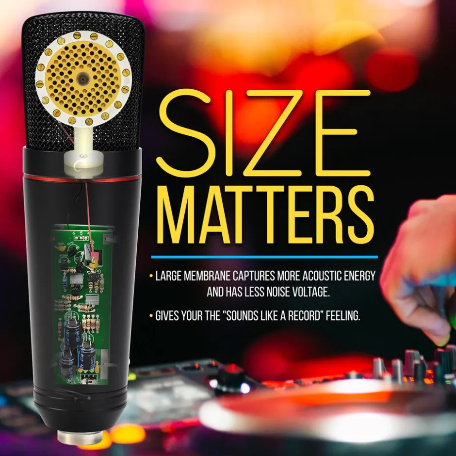 XLR Condenser Microphone Kit - Studio Quality, 34mm Capsule, Metal Alloy<Pyle Outlet