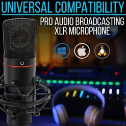 XLR Condenser Microphone Kit - Studio Quality, 34mm Capsule, Metal Alloy<Pyle Outlet